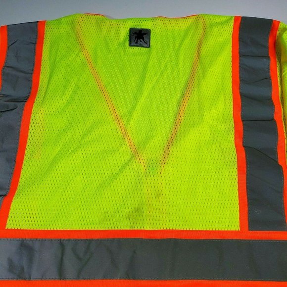 River City Zip up 2X Short Sleeve Reflective Safety Shirt Yellow - Silver/Orange - Picture 5 of 9
